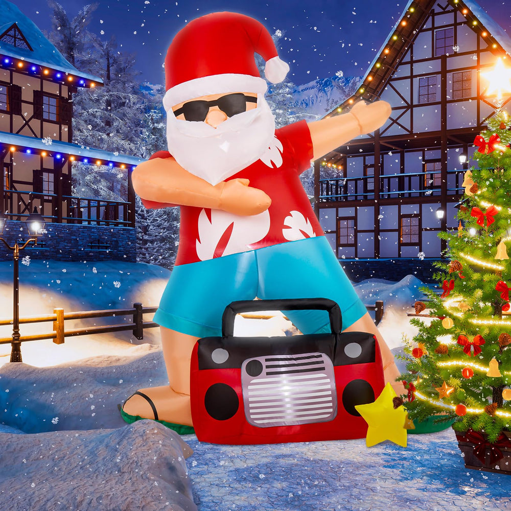 Glimin Hawaiian Santa front view showing cheerful holiday design and curb appeal