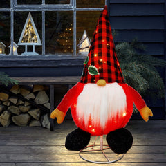 Glintoper gnome illuminated at night benefit: warm LED glow for curb appeal