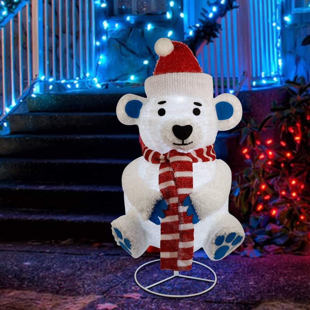 Glintoper polar bear height shown beside chair to illustrate 2.7 ft scale