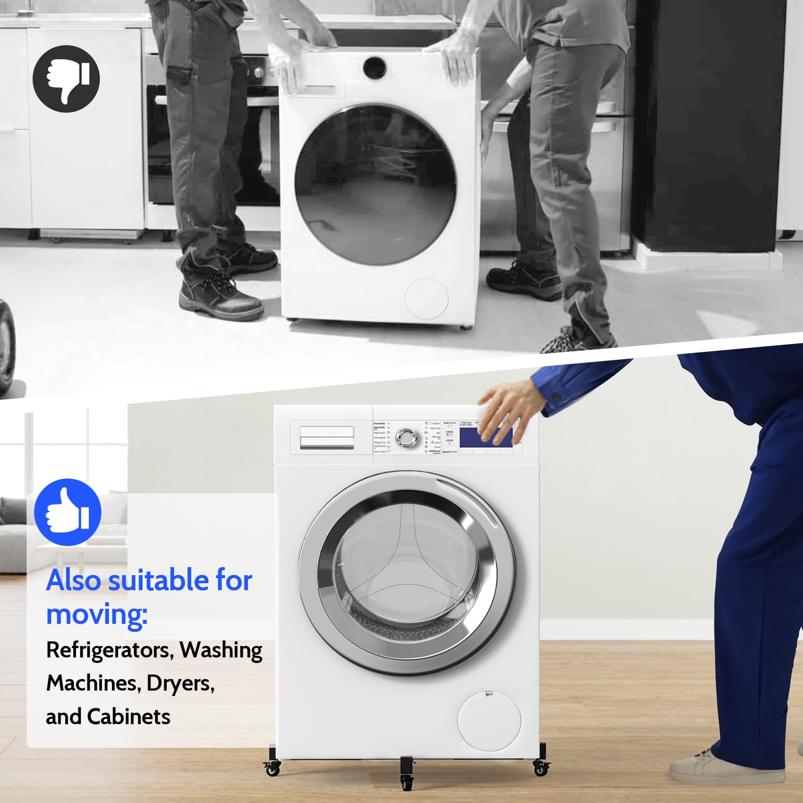 GLISWAM moving an appliance demonstrating heavy-duty mobility and versatility