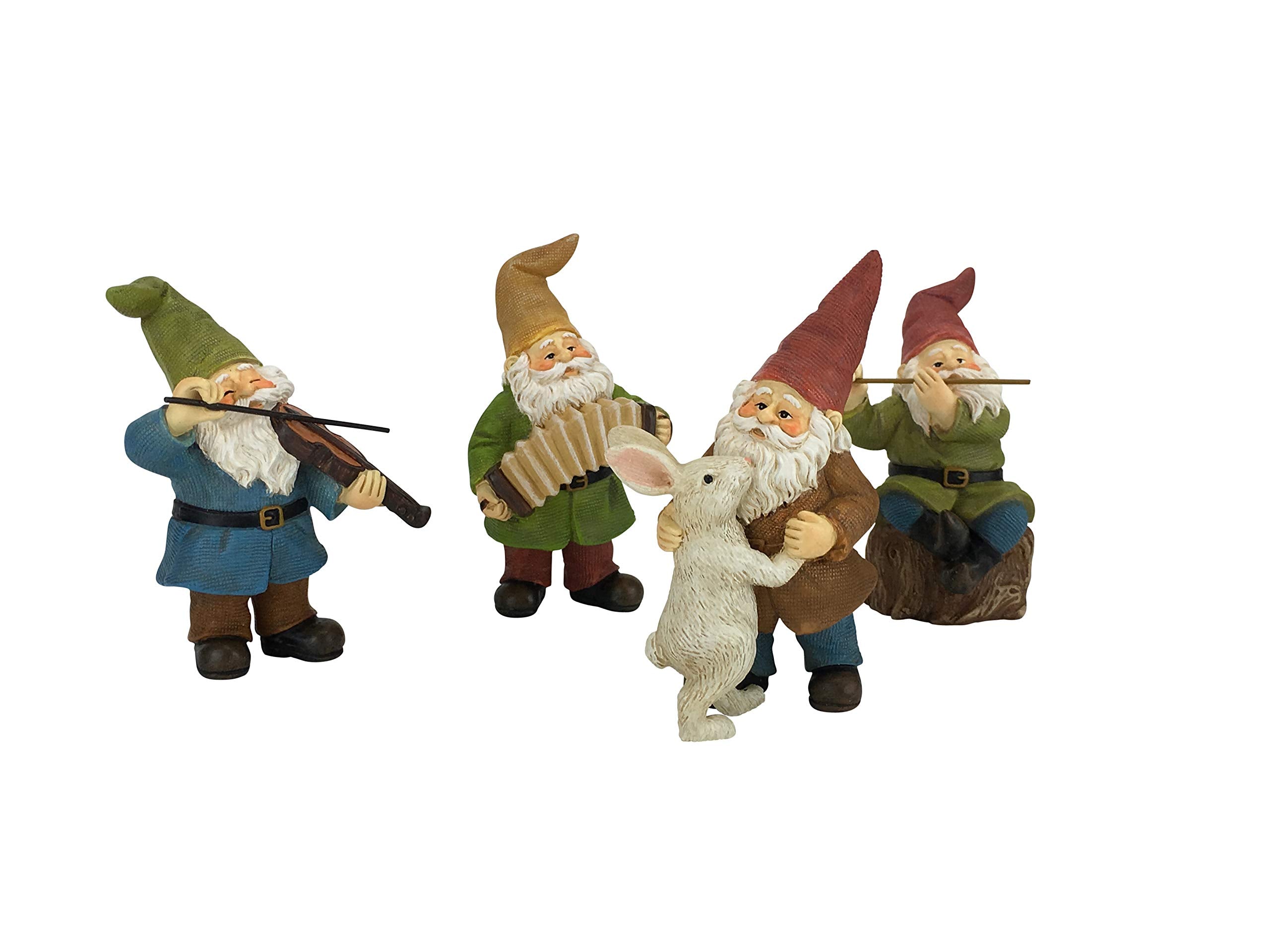 GlitZGlam front view of four-piece musical gnome set showcasing group charm