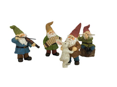 GlitZGlam front view of four-piece musical gnome set showcasing group charm