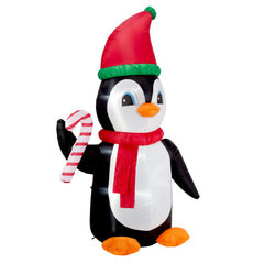 Glitzhome penguin in backyard evening scene adds festive curb appeal