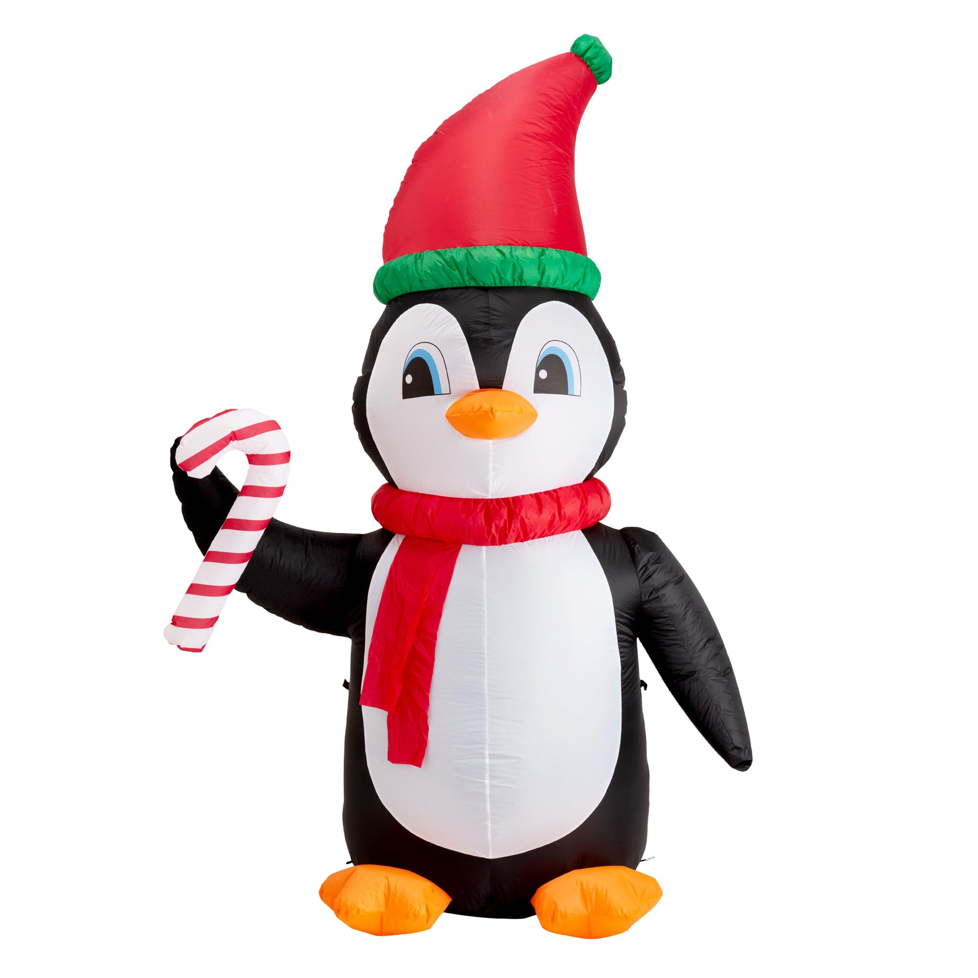 Glitzhome penguin next to person to show 8ft scale and impact