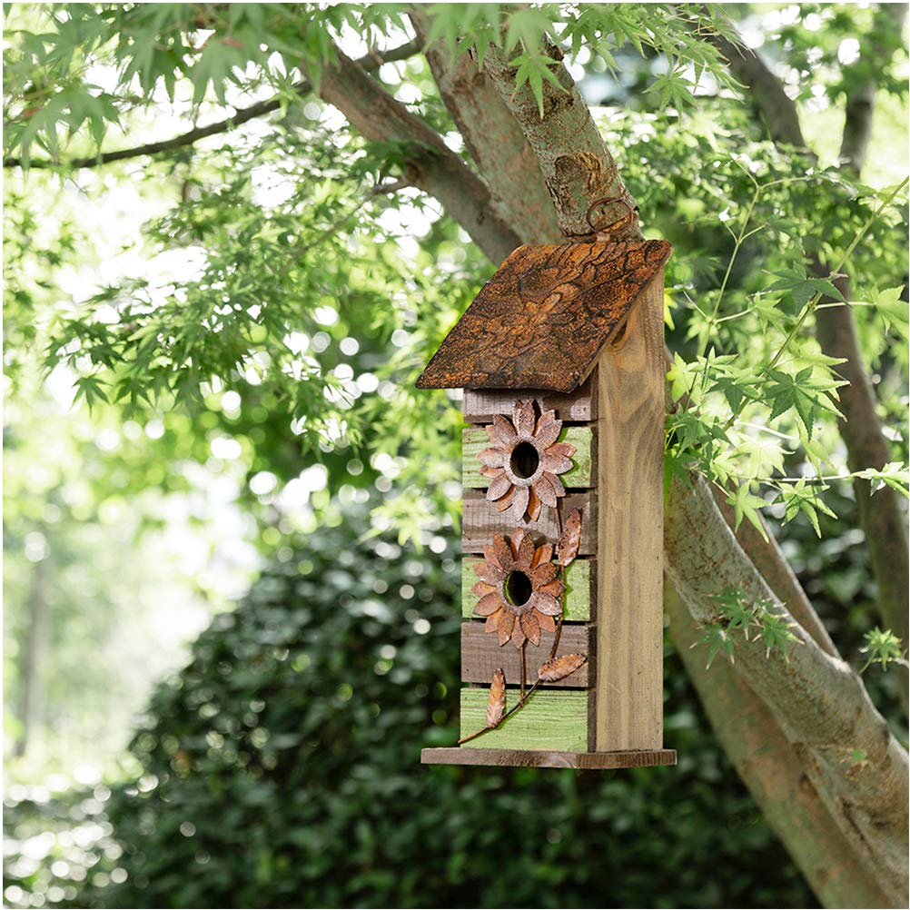 Glitzhome bird house back with removable clean-out panel for easy maintenance