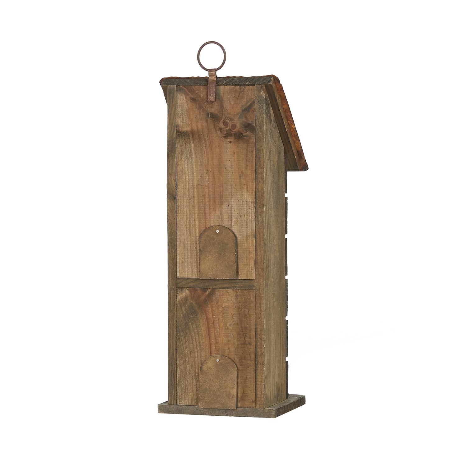 Glitzhome bird house held by hand to show compact scale and portability