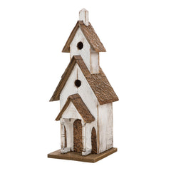 Glitzhome church birdhouse front view showcasing vintage charm and bird shelter