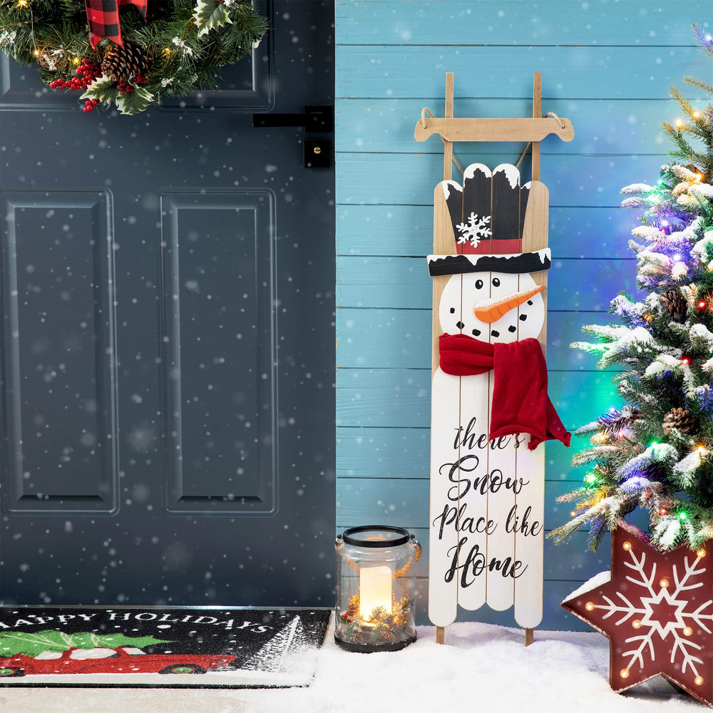 Glitzhome closeup of hand-painted snowman highlighting artisan detail and charm