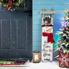 Glitzhome closeup of hand-painted snowman highlighting artisan detail and charm