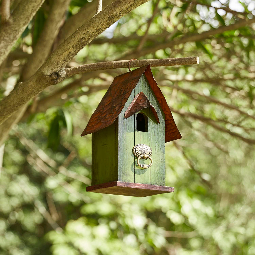 Glitzhome entrance hole detail showing appropriate size for small birds benefit