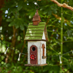 Glitzhome front view hanging birdhouse showing rustic charm and shelter