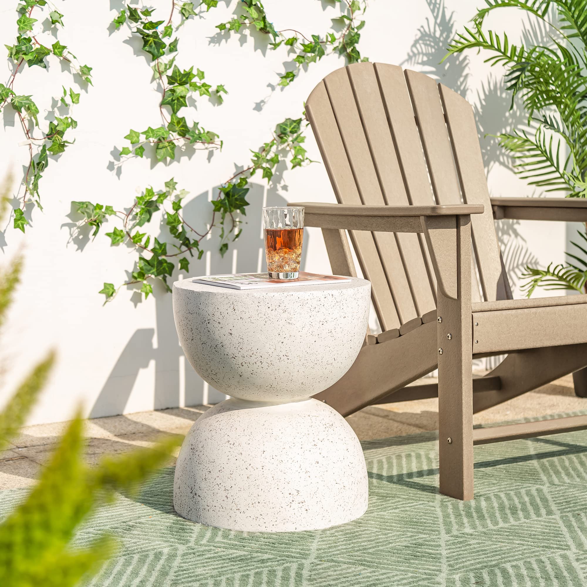 Glitzhome front view stool showing white faux terrazzo and chic look