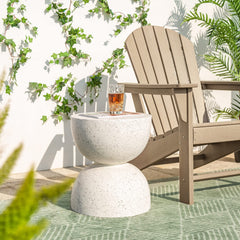 Glitzhome front view stool showing white faux terrazzo and chic look