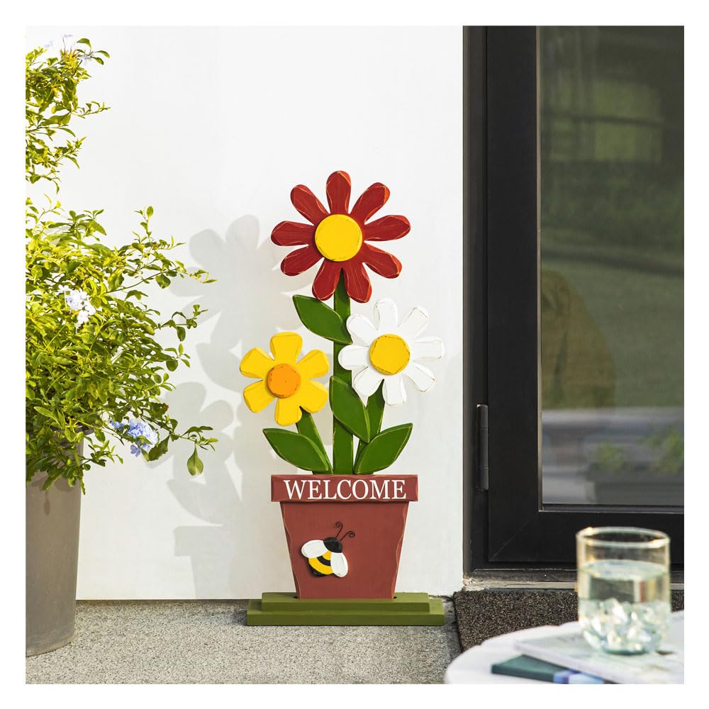 Glitzhome front view of full 30-inch welcome sign showing warm curb appeal