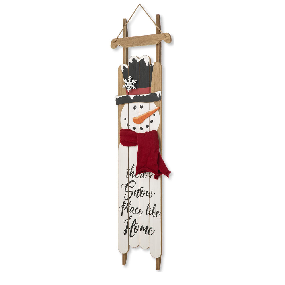 Glitzhome front view showing wooden snowman sign and festive welcome benefit