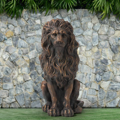 Glitzhome guardian lion front view showing bronze-look finish and curb appeal