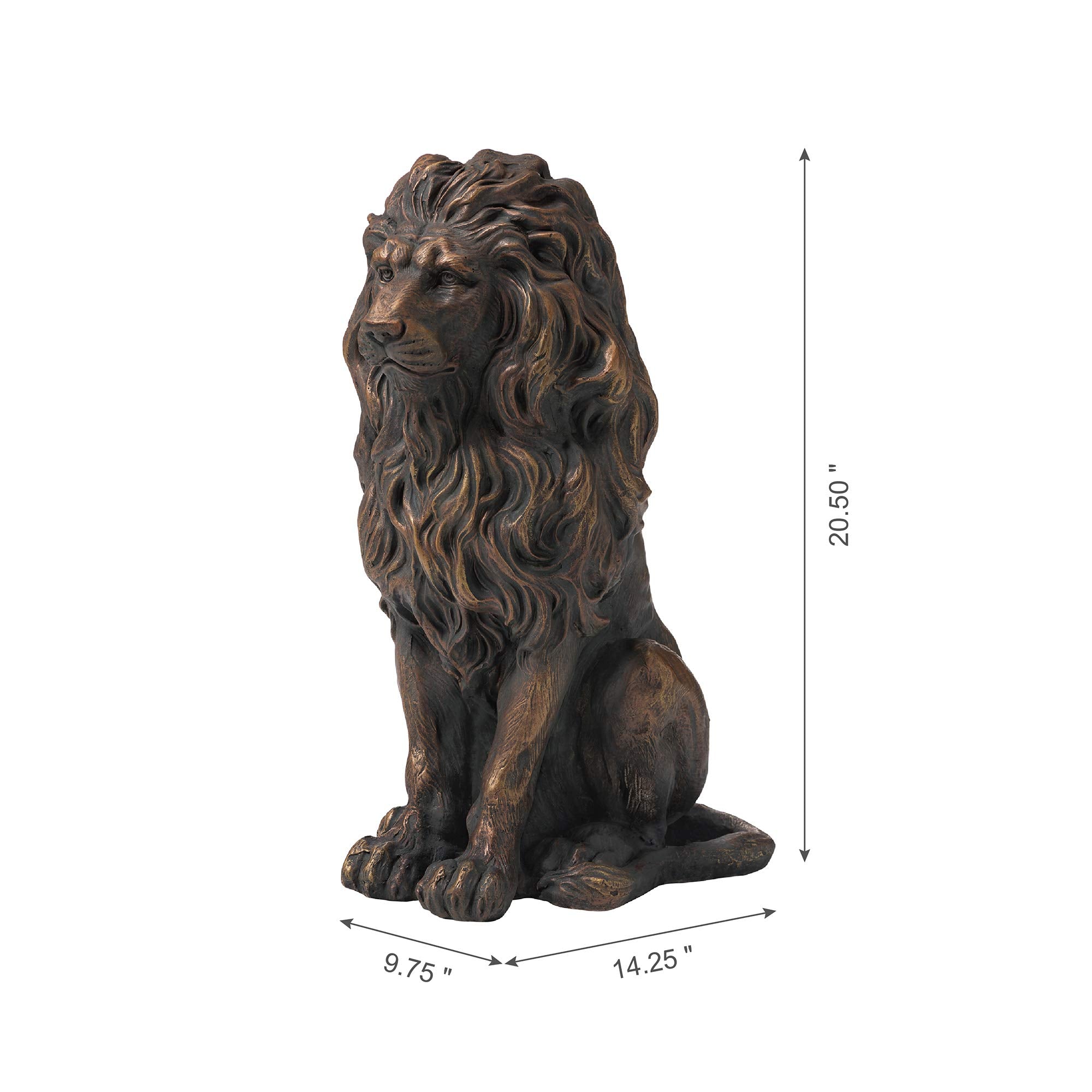 Glitzhome guardian lion scale with ruler showing 20.5 inch height for size reference