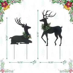 Glitzhome reindeers placed in a garden bed demonstrating pathway decoration
