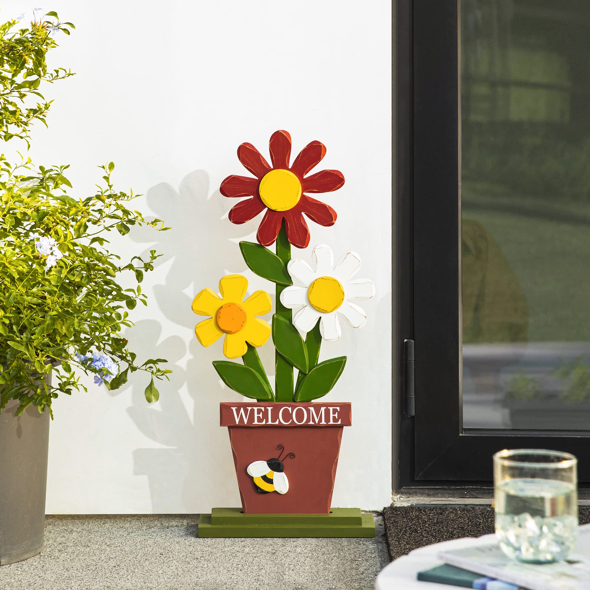 Glitzhome styled on porch with planters showing instant decor upgrade