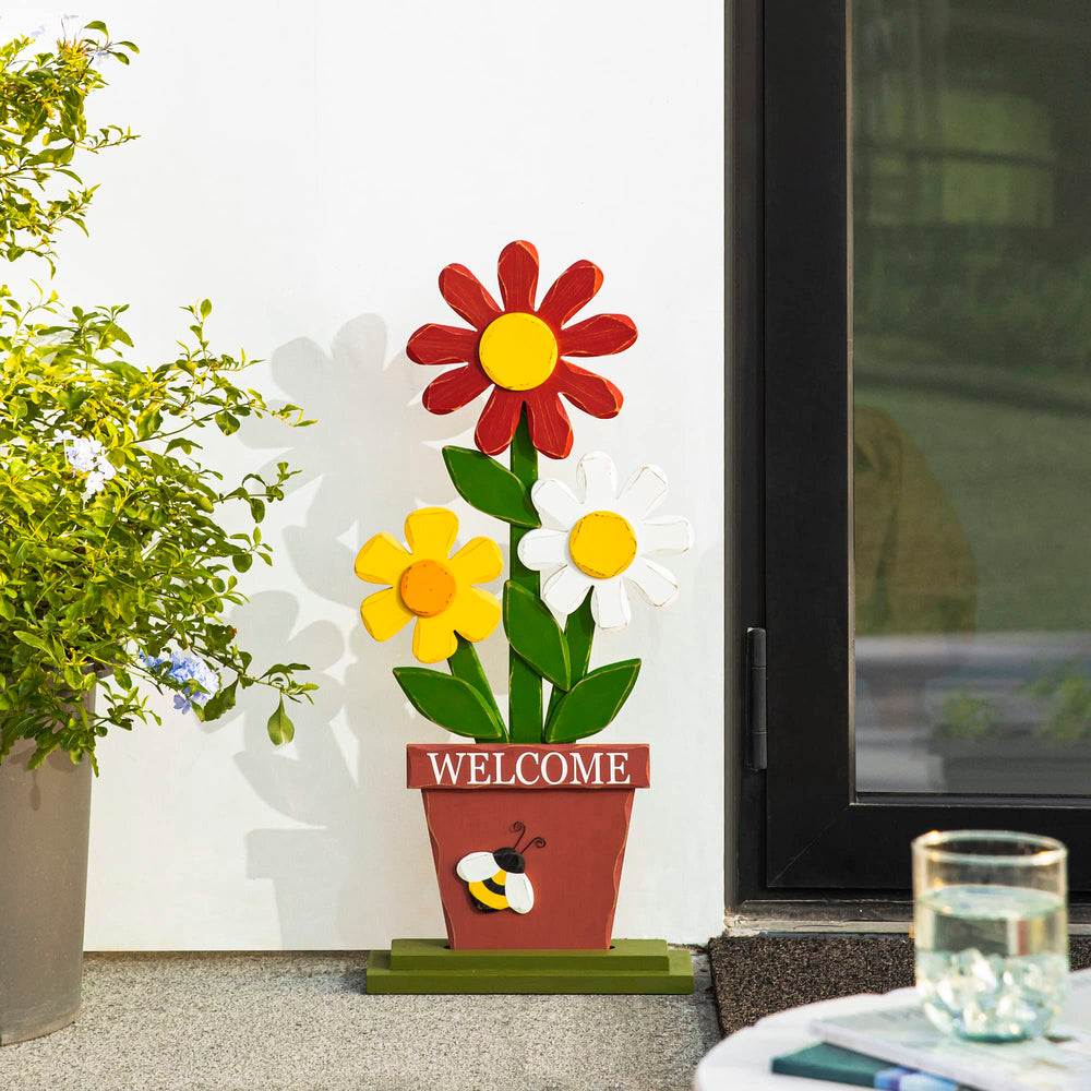Glitzhome styled on porch with planters showing instant decor upgrade