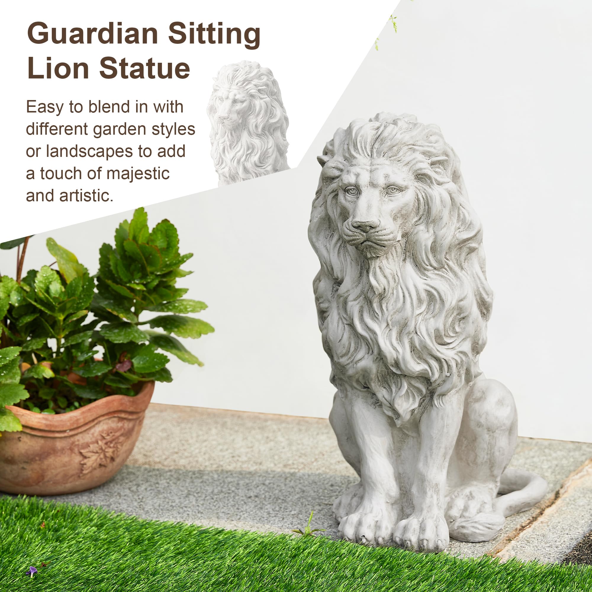 Glitzhome lion texture close-up showing hand-painted faux-stone detail