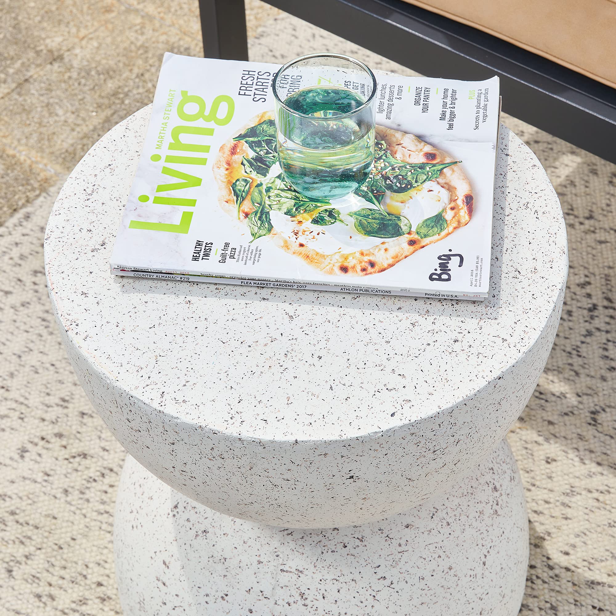 Glitzhome used as nightstand in bedroom illustrating versatile styling