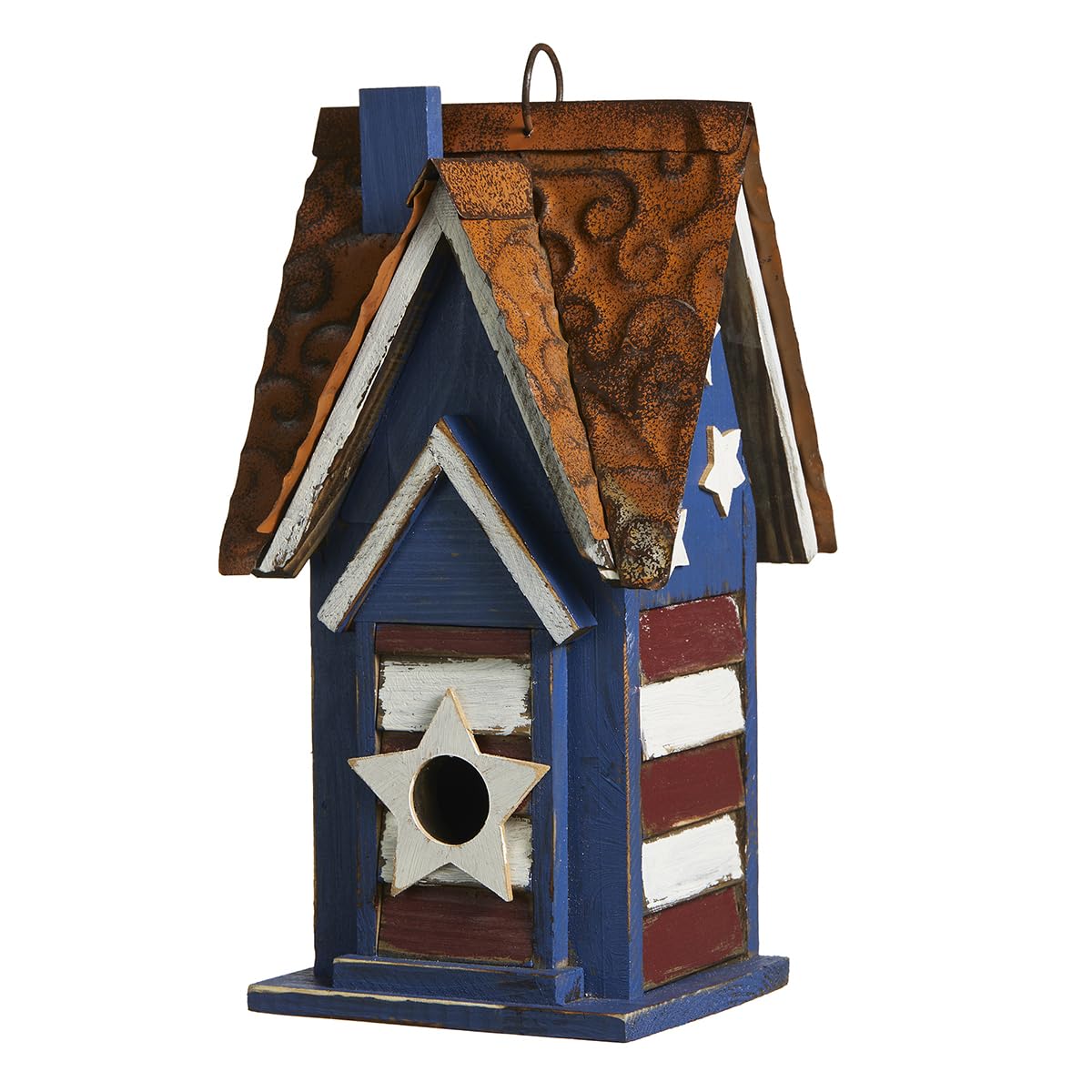 Glitzhome hung in a garden near plants to attract small backyard birds