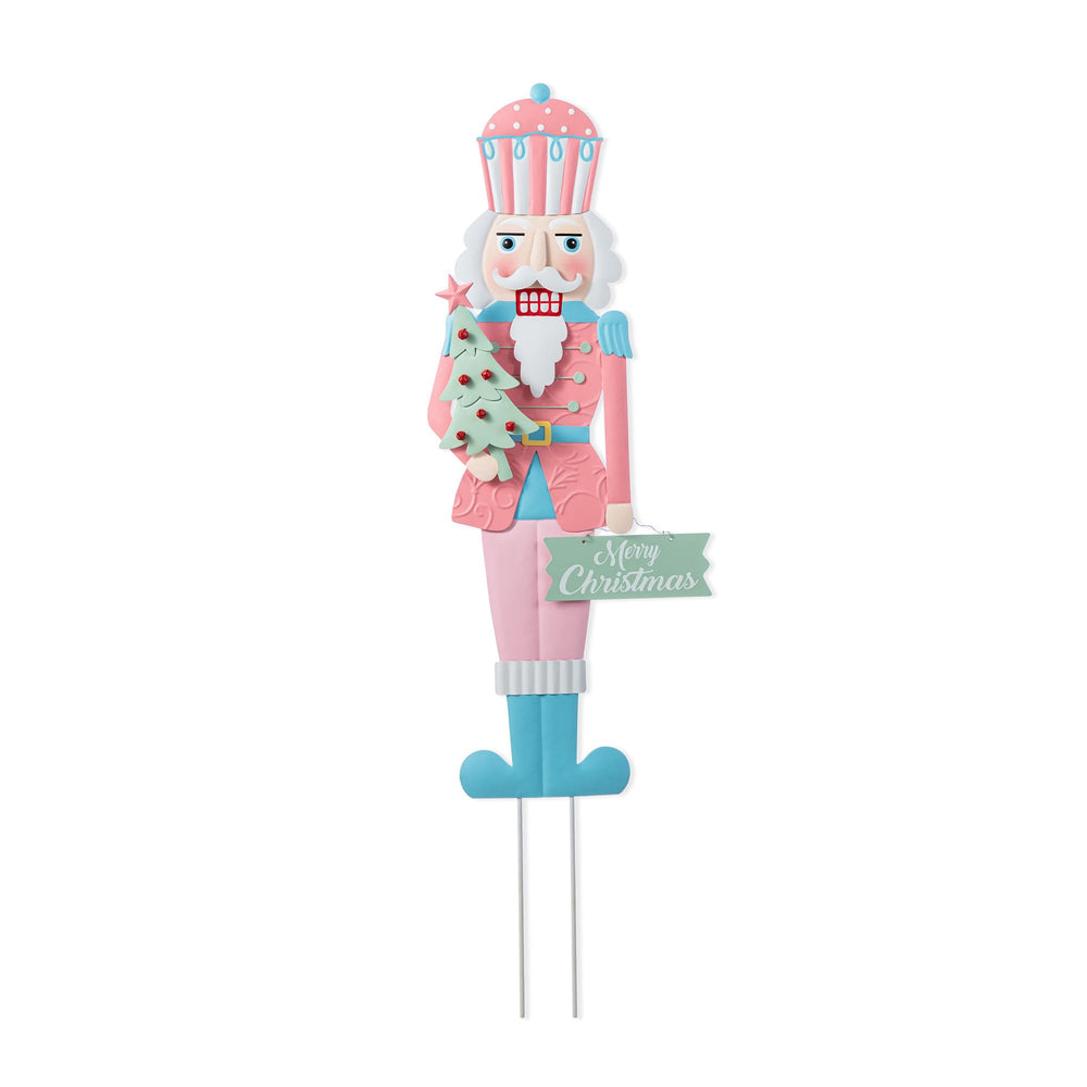 Glitzhome pink nutcracker front view showing festive focal point and durability