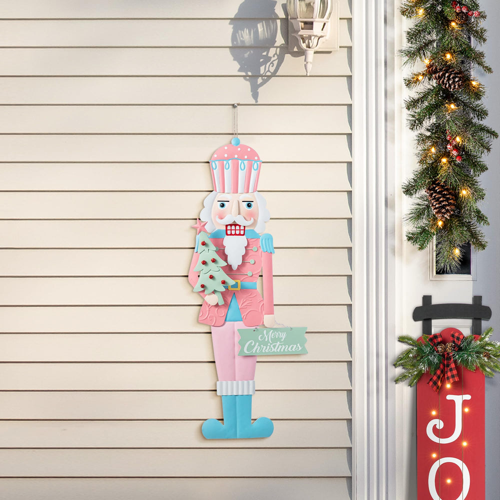 Glitzhome nutcracker stake mounted in lawn demonstrating stable outdoor installation