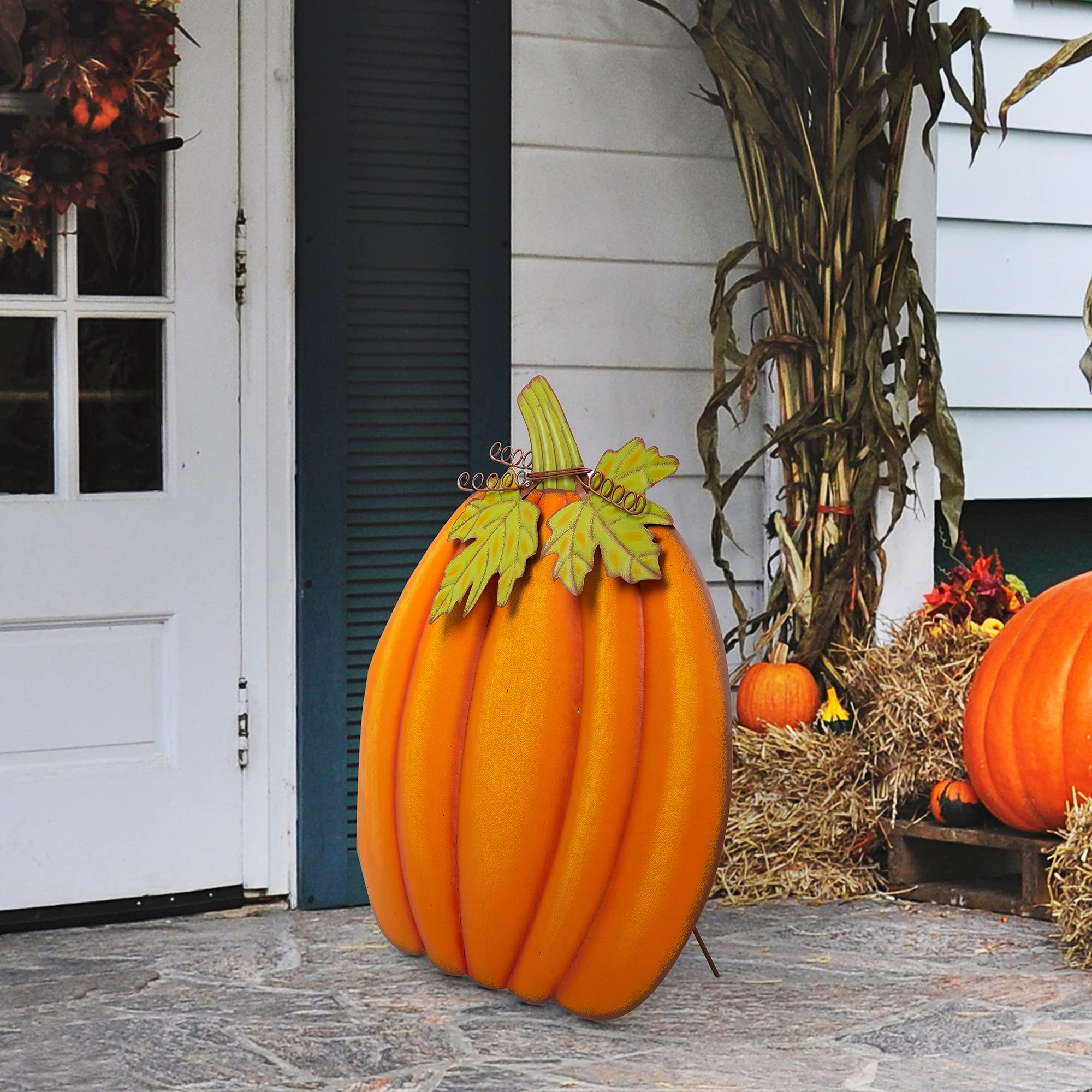 Glitzhome close-up of metal texture and vivid pumpkin print for durability