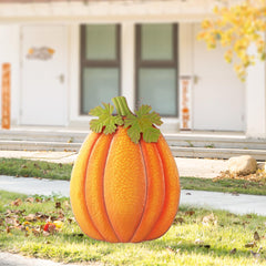 Glitzhome pumpkin front view shows bright orange color and welcome appeal