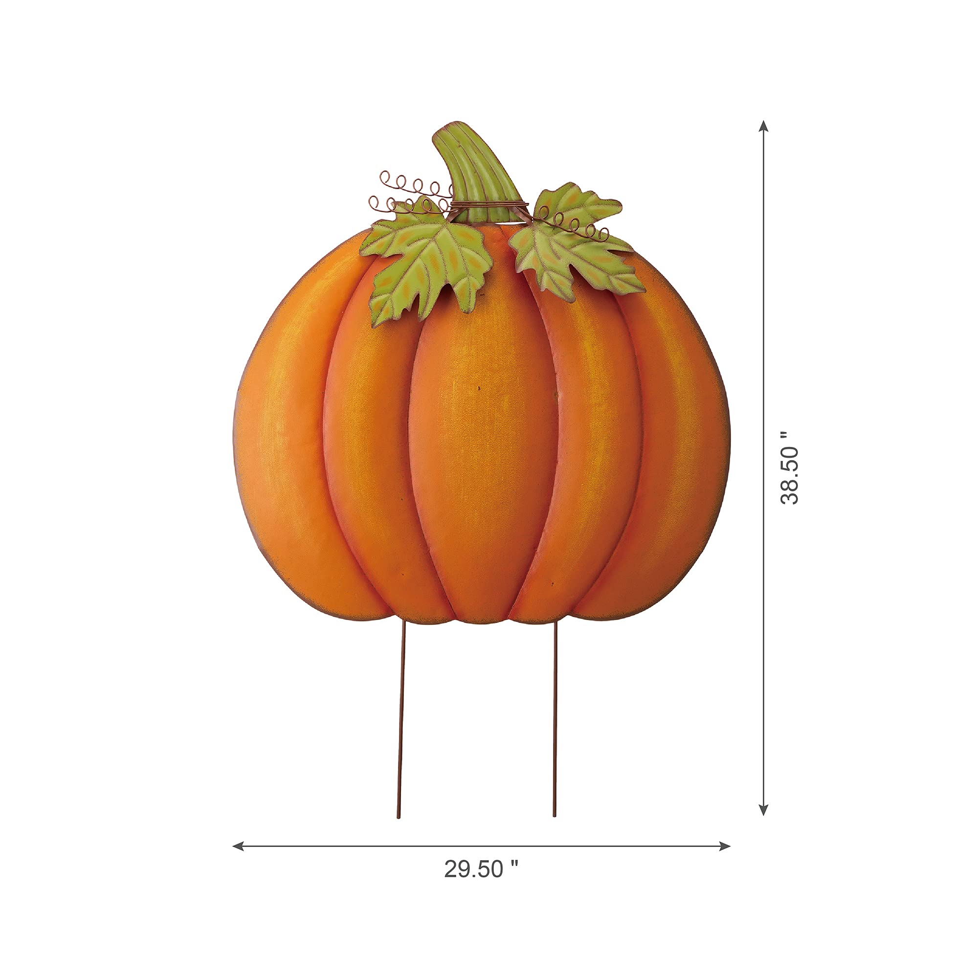 Glitzhome pumpkin staked in lawn creating instant fall pathway decor