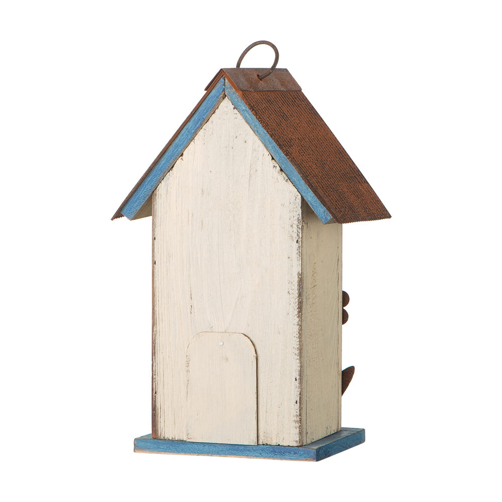 Glitzhome beside measuring tape showing compact nest house size