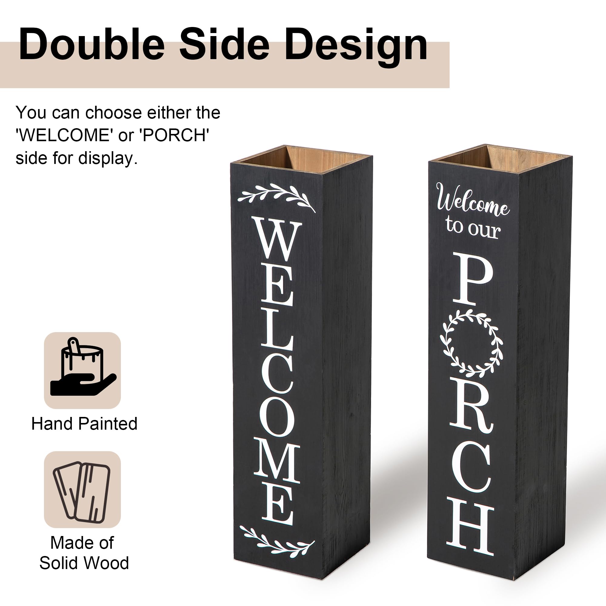 Glitzhome porch sign next to a ruler for visual size comparison and scale