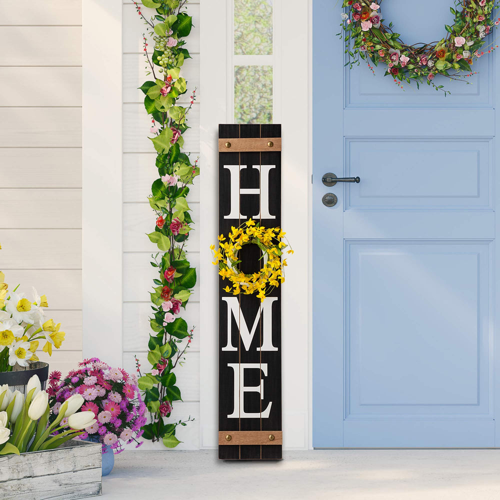 Glitzhome spring wreath detail with florals for fresh seasonal charm