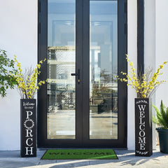 Glitzhome boxed top filled with greenery demonstrating easy seasonal styling