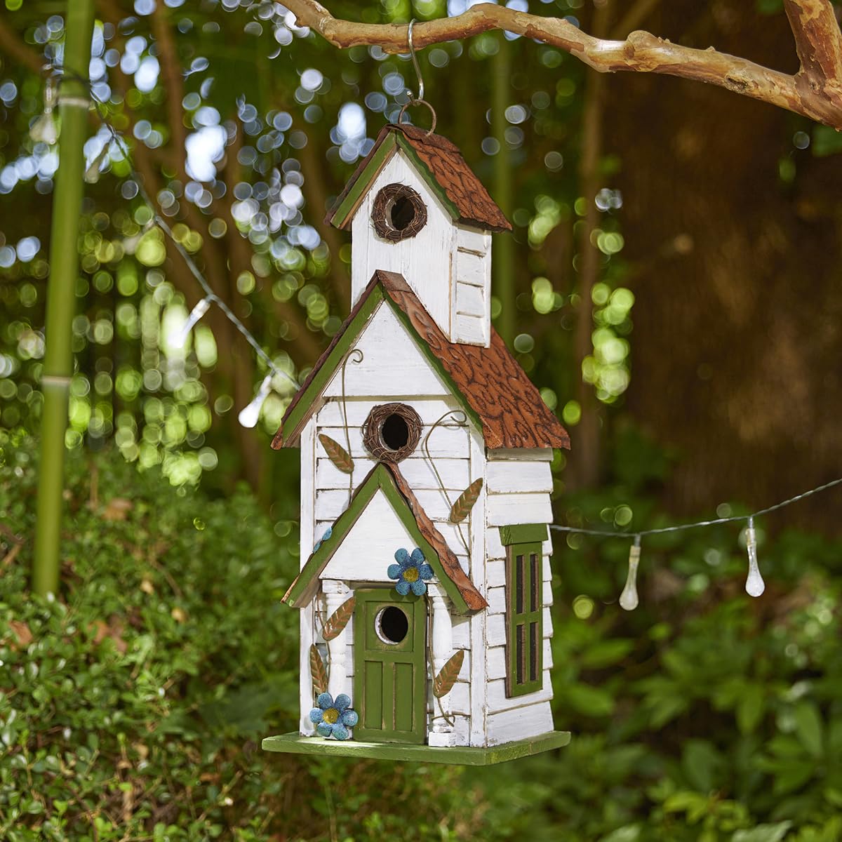 Glitzhome top view revealing three entrances for small birds
