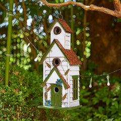 Glitzhome top view revealing three entrances for small birds