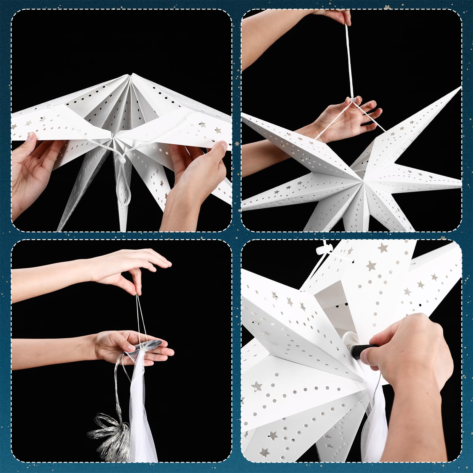 Glooglitter 3D hollow star detail showing patterned light effect