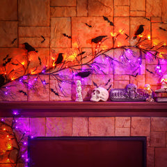 Glooglitter front view garland setup showing full 9-ft display and mood lighting