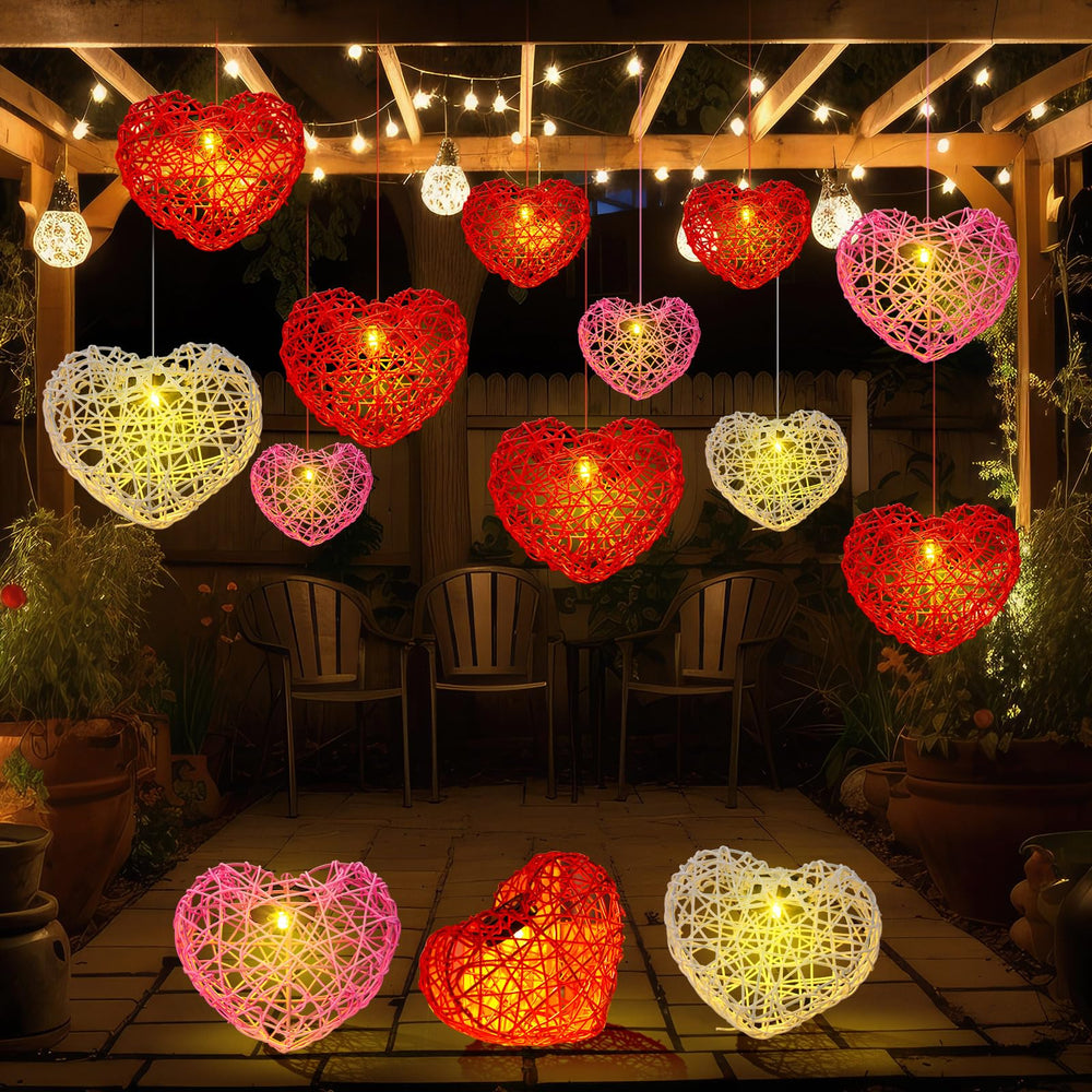 Glooglitter group hanging hearts showing colorful outdoor ambiance benefit