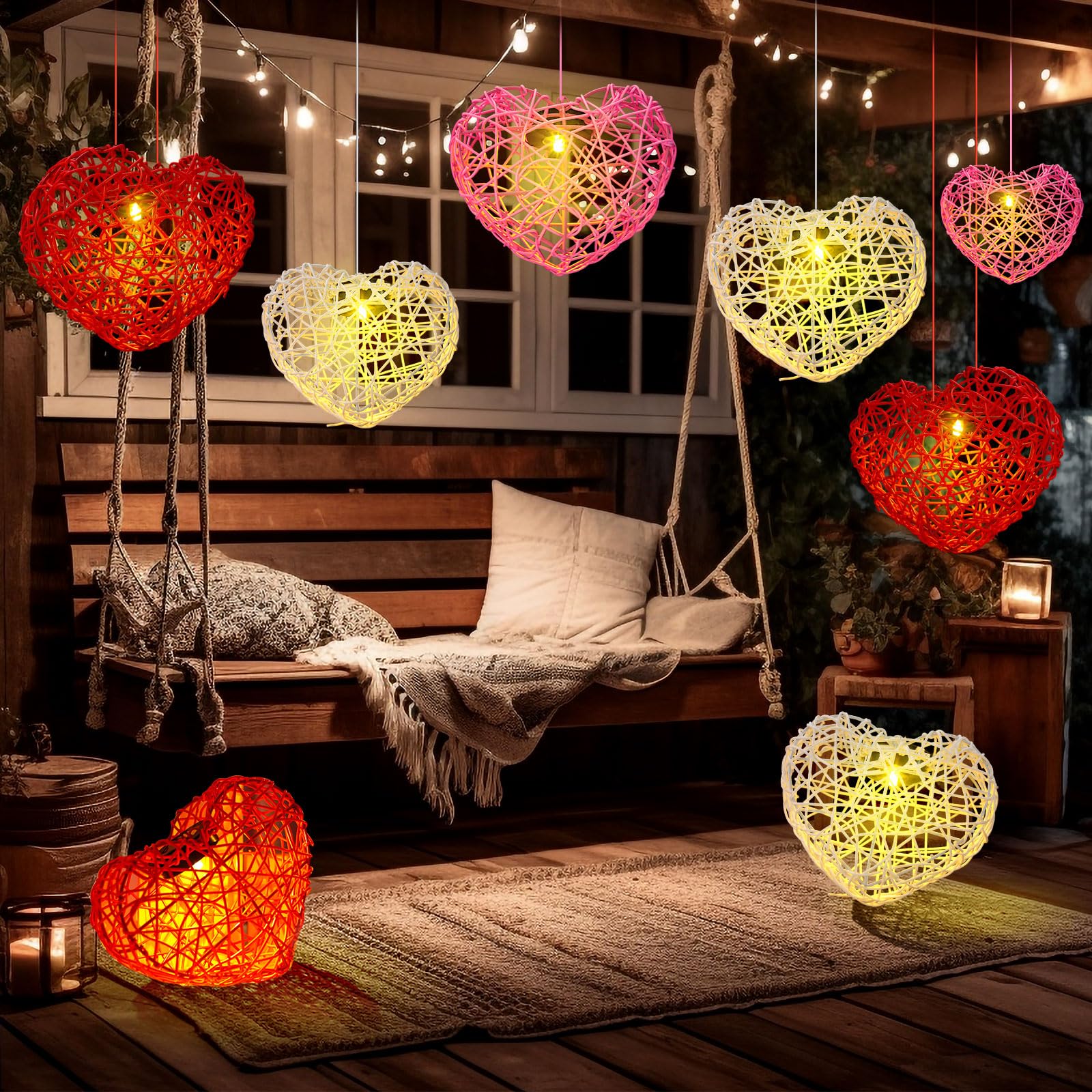 Glooglitter hearts on table for indoor romantic mood lighting benefit