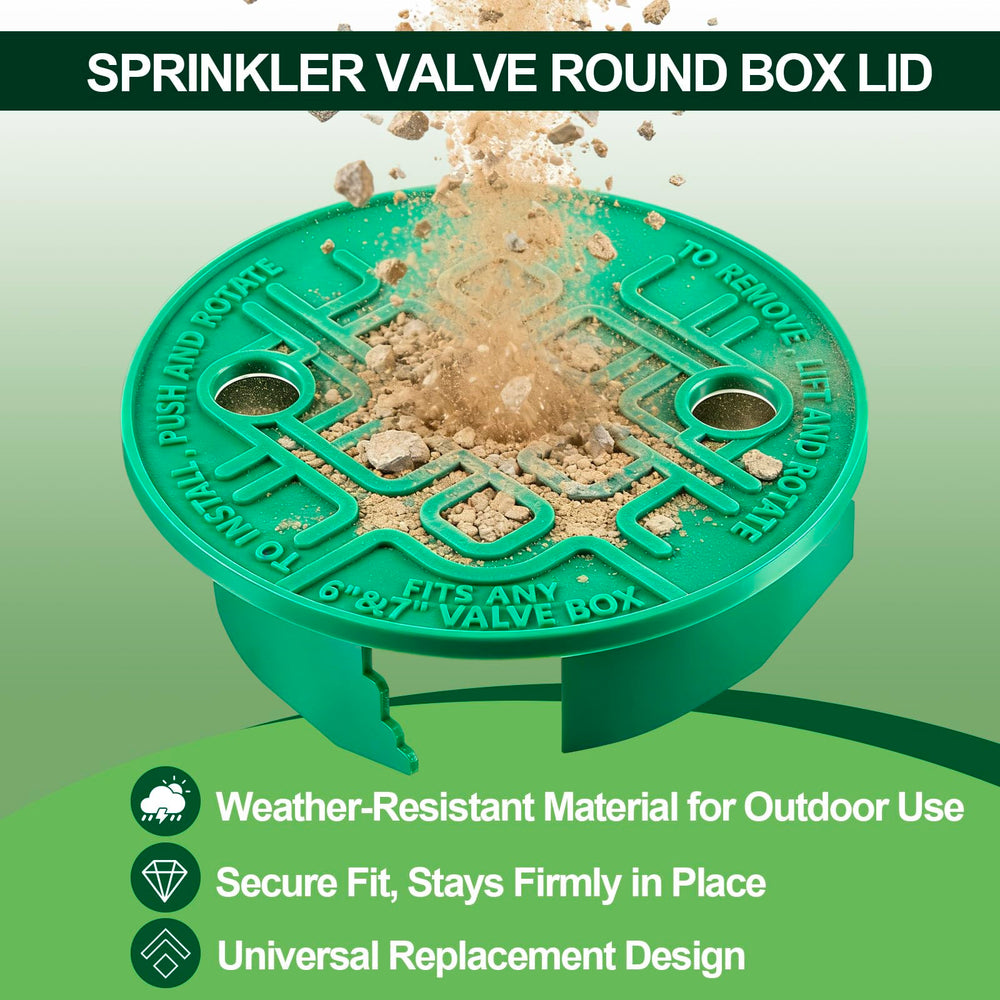 Glooglitter lid installed in ground valve box protecting sprinkler components