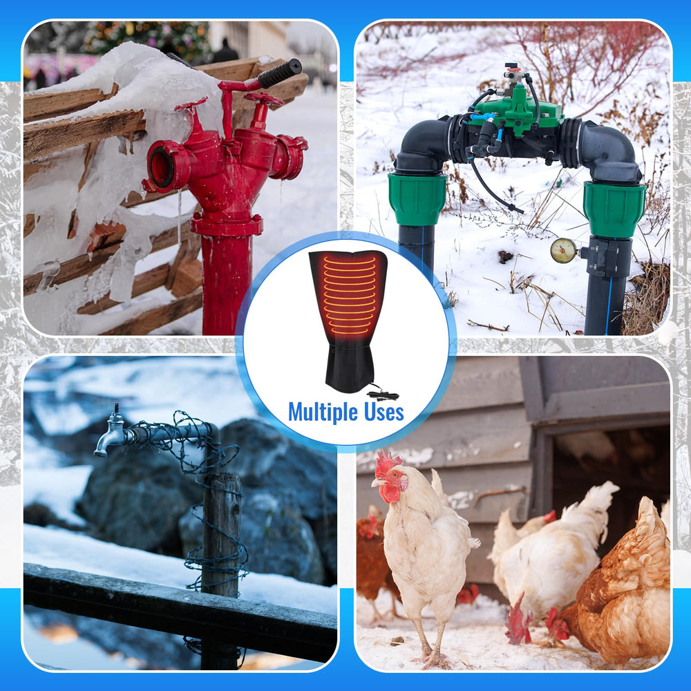 Glooglitter in a garden winter scene showing reliable outdoor pipe protection