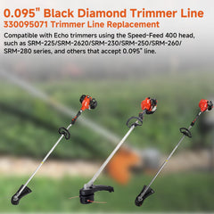 GlowGeek trimmer line in use on grass showing cleaner cuts and reduced vibration