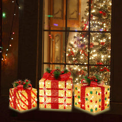 GLOWNOVA medium box top view showing bow, star cutouts and faux pine for seasonal flair