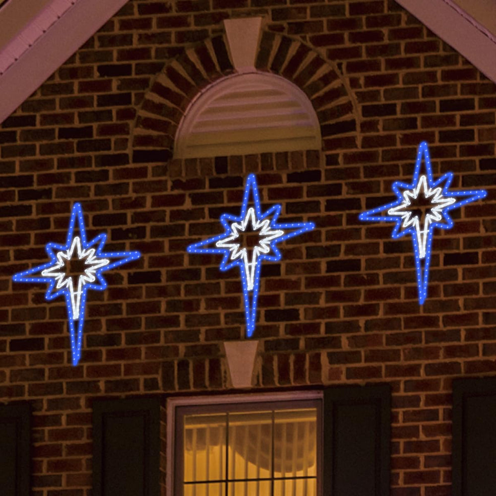 GLOWNOVA star mounted on house exterior demonstrating easy installation benefit