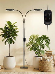 GLOWRIUM front view of dual-head grow light showing wide plant coverage