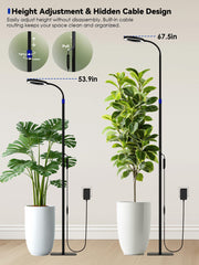 GLOWRIUM flexible gooseneck angled over pots for targeted foliage coverage