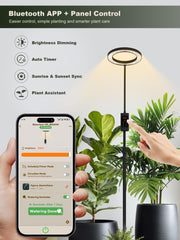 GLOWRIUM extended to 70.9 inches beside plant, benefit: reaches tall houseplants